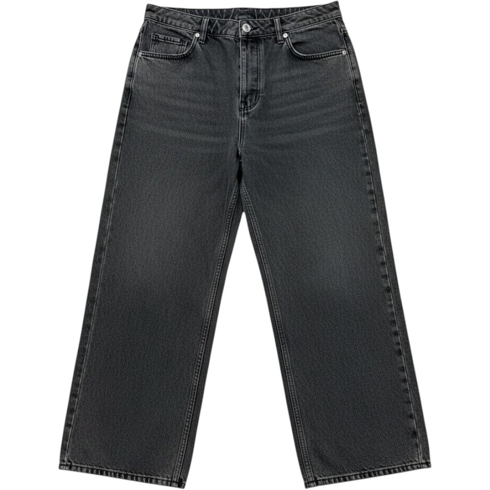 Ksubi Wide Leg Faded Black Denim Jeans Button Fly Relaxed Fit High Rise 33x28.5